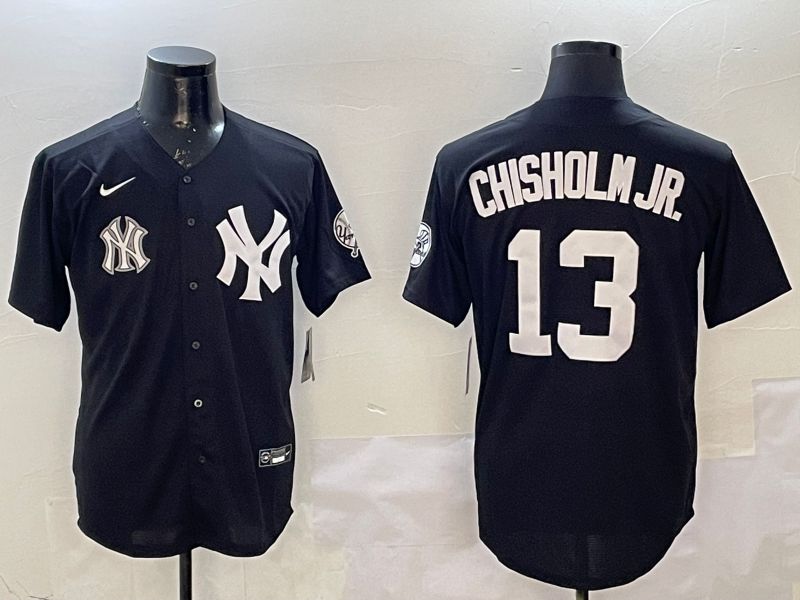 Men New York Yankees #13 Chisholm jr Black Fashion Game 2025 Nike MLB Jersey style 1